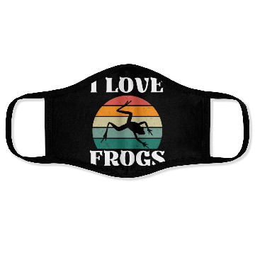 Discover I LOVE FROGS RETRO SUNSET Face Masks