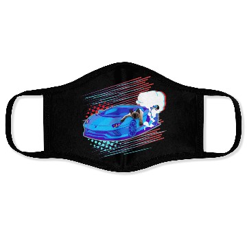 Discover Funny Cat Racing Car Graphic Face Masks