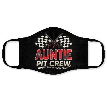Discover Funny Auntie Pit Crew Race Car Lover Racing Famil Face Masks