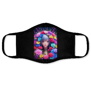 Discover Spring Girl with a bouqet of flowers garland #13 Face Masks