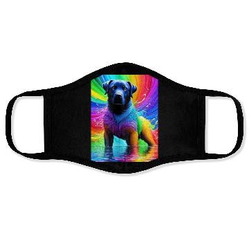 Discover Labrador Retriever with rainbow splashes of colors Face Masks