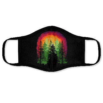 Discover Forest sunrise sunset nature trees Face Masks