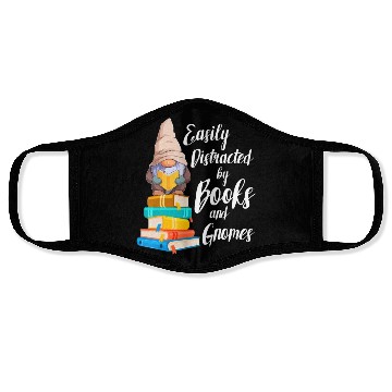Discover Garden Gnome Easily Distracted By Books Gnomes Bo Face Masks