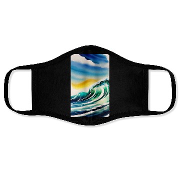 Discover Ocean Waves Painting Design Face Masks