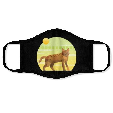 Discover Lynx Bobcat on Geometric Background Face Masks