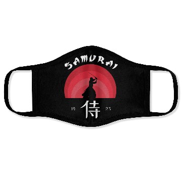 Discover Samurai silhouette japanese kanji Face Masks
