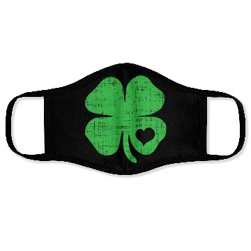 Discover Green Four Leaf Clover Heart - St Patricks Day4 le Face Masks