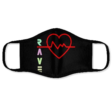 Discover Rave with heart beat logo Face Masks