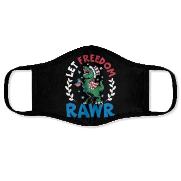 Discover Let Freedom Rawr Dinosaur America USA 4th Of July Face Masks