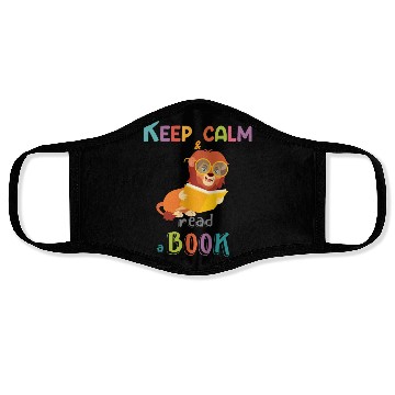 Discover Keep calm and read a book Lion reading a book Face Masks