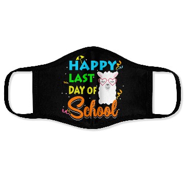 Discover Last Day Of School Alpaca Llama With Sunglasses Face Masks