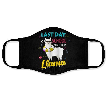 Discover Llama Last Day of School Teacher No Prob Face Masks