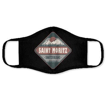 Discover Saint Moritz Switzerland Vintage Hiking Design Face Masks
