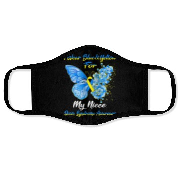 Discover Kids I Wear Blue Yellow For My Niece Down Syndrom Face Masks
