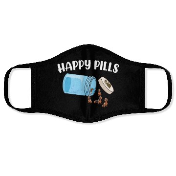 Discover Happy Pills Dachshund Funny Dog Lover Humor Pun Face Masks