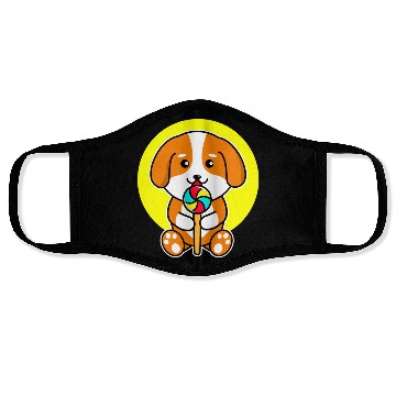 Discover Cute Dog Eating Candy Pet Lover Face Masks