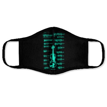 Discover Teal Neon Da Vinci violin blueprint Face Masks