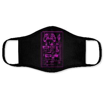 Discover Neon Pink Video Game Controller Blueprint Face Masks
