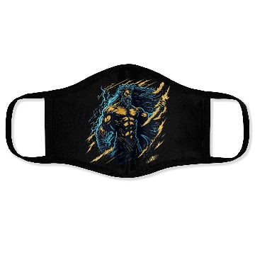 Discover Zeus God of thunder and lightning Face Masks