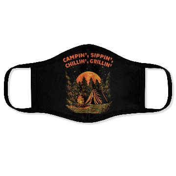 Discover Campin Chillin Grillin Camping Food Camper Foodie Face Masks
