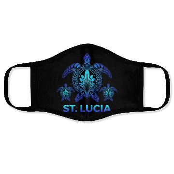 Discover Vintage St. Lucia Ocean Blue Sea Turtle Souvenirs Face Masks