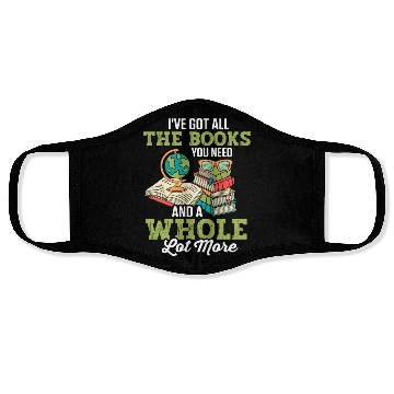 Discover Librarian Bookworm Book Nerd Reading Library Face Masks