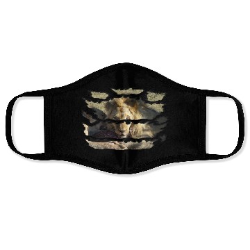 Discover Ripped Wildlife Lion Stare Face Masks