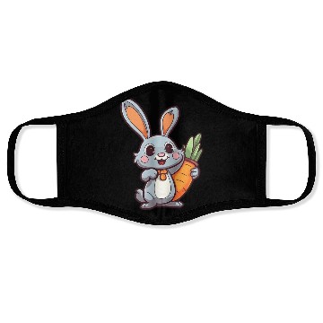 Discover Carrot-Loving Easter Bunny: Cute 2D Design Face Masks