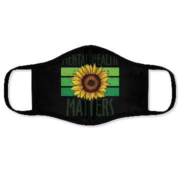 Discover Mental Health Matters Green Sunflower Face Masks