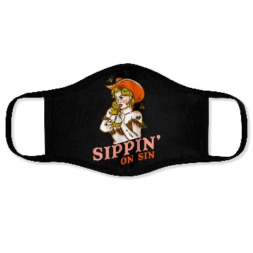 Discover Sippin' On Sin Cowgirl Apparel Face Masks