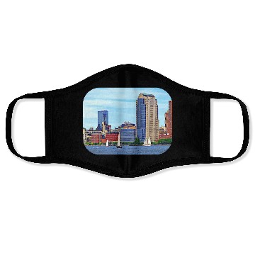 Discover Manhattan NY - Boats By Manhattan Skyline Face Masks