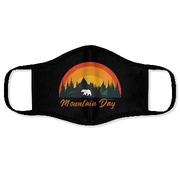 Discover mountain day, bear lover, forest mountain, bear Face Masks