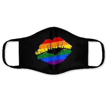 Discover Artistic Gay Pride Rainbow Flag LGBTQ Lips Face Masks