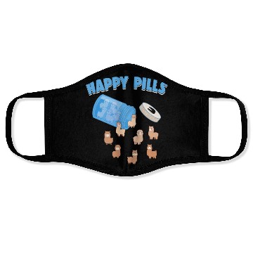 Discover Happy Pills Farm Animal Funny Alpaca Lovers Humor Face Masks