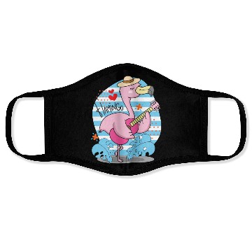 Discover Flamingo Playing Guitar Face Masks