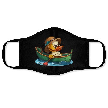 Discover Cute duck in rowboat with summer hat and flower Face Masks