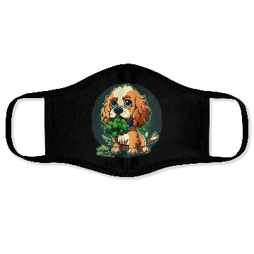 Discover Cute dog eats green broccoli vegetables Face Masks