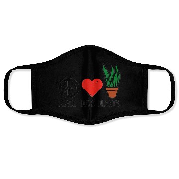 Discover Peace Love Plants Gardening Hippie Gardener Men Wo Face Masks