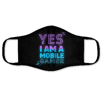 Discover 'Yes, I am a Mobile Gamer' - (Blue/Purple) Design Face Masks