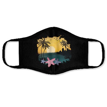 Discover Beach Sunset Watercolor Design Sublimation Art 5 Face Masks