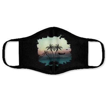 Discover Beach Sunset Watercolor Design Sublimation Art 3 Face Masks