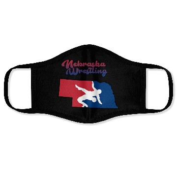 Discover Nebraska Wrestling (USA Colors) Face Masks