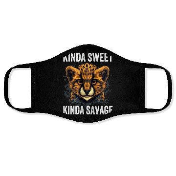 Discover Kinda Sweet Kinda Savage Cute Cheetah Face Masks