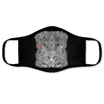 Discover Psychedelic cat with bird Face Masks