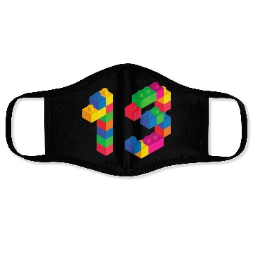 Discover Cute Block Building 13rd Birthday Gift 13Year Old Face Masks