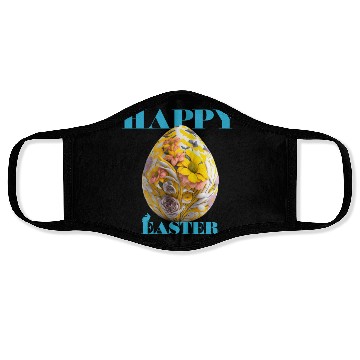 Discover Happy Easter Egg Design with Floral Elements Face Masks