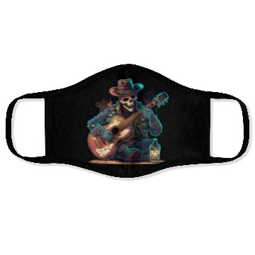Discover cowboy skeleton play guitar Face Masks