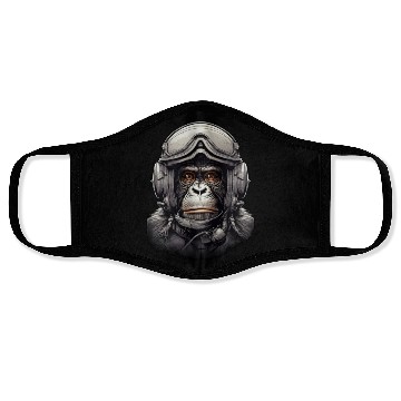 Discover Pilot Monkey Digital Art Face Masks