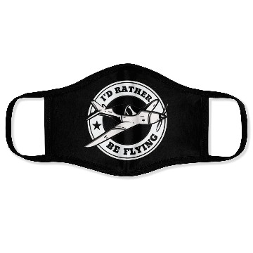 Discover Funny Pilot Aviation Airplane I'd Rather Be Flying Face Masks