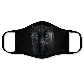 Discover Black panther with blue eyes design wild animal Face Masks